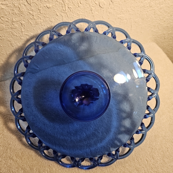Open Lace Pattern #44 Cobalt Blue Serving Platter Center...